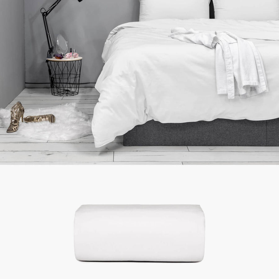 Bettbezug 200x220 aus Baumwollsatin weiß | kuschelfashion