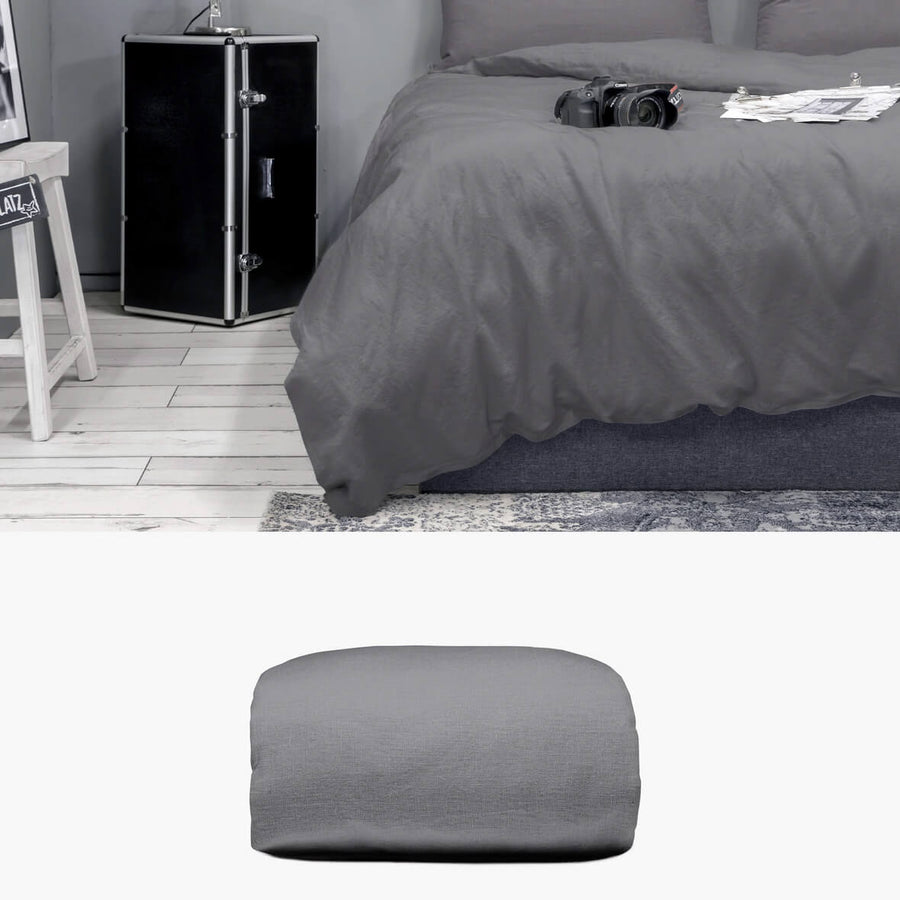 Bettbezug 200x220 aus Halbleinen anthrazit | kuschelfashion