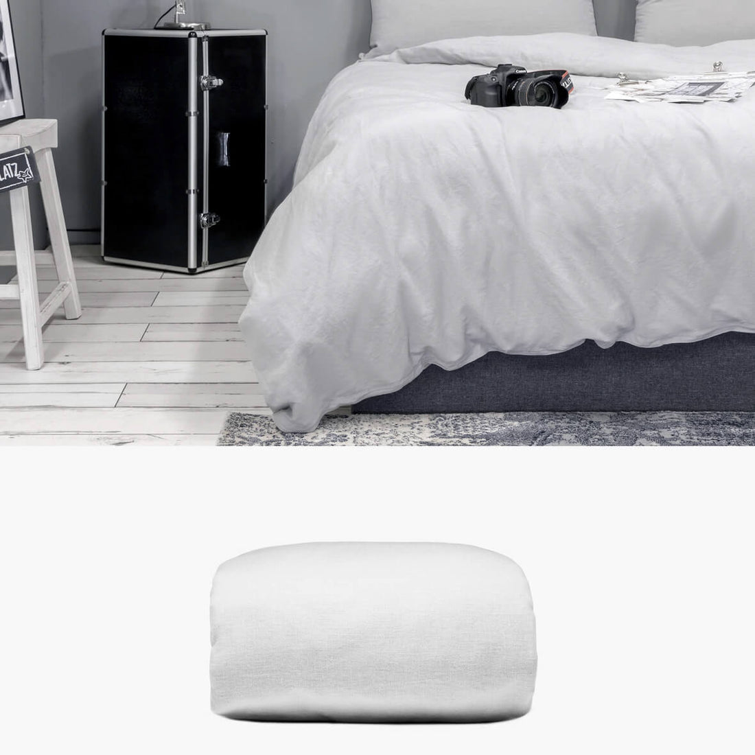 Bettbezug 200x220 aus Halbleinen grau | kuschelfashion