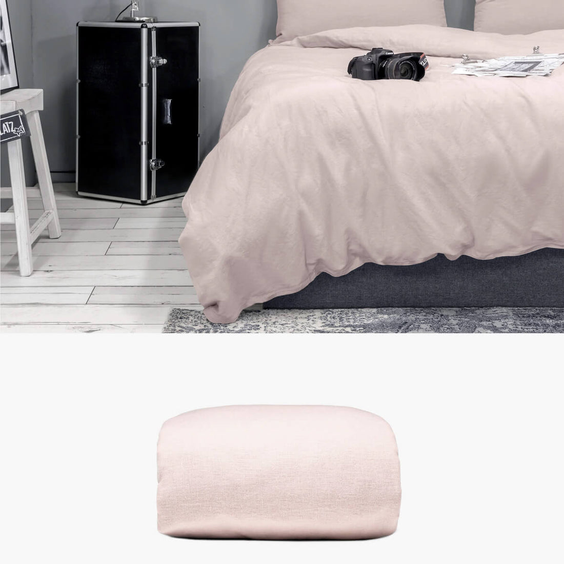 Bettbezug 240x220 aus Halbleinen rosa | kuschelfashion