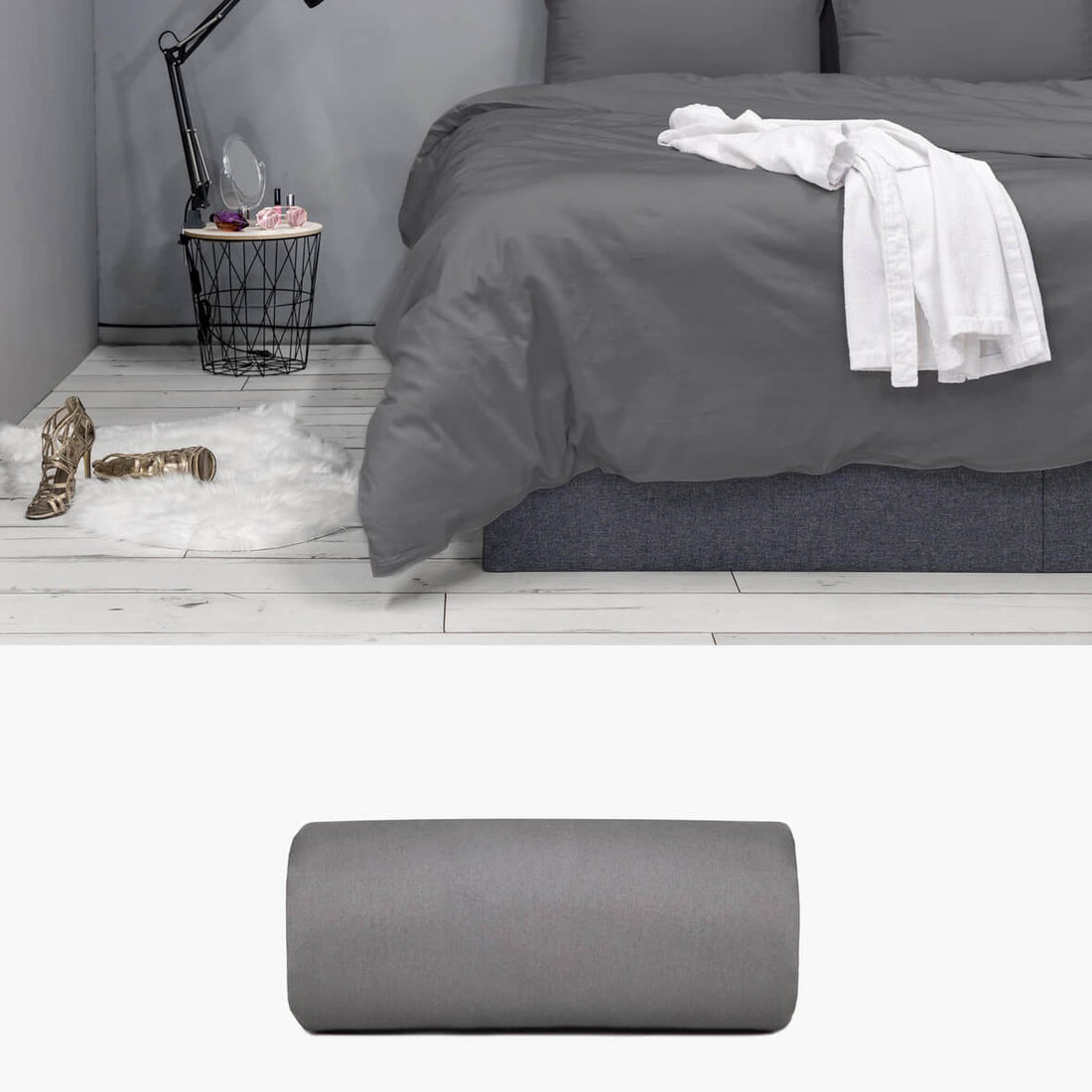 Bettbezug 280x240 aus Baumwollsatin anthrazit | kuschelfashion