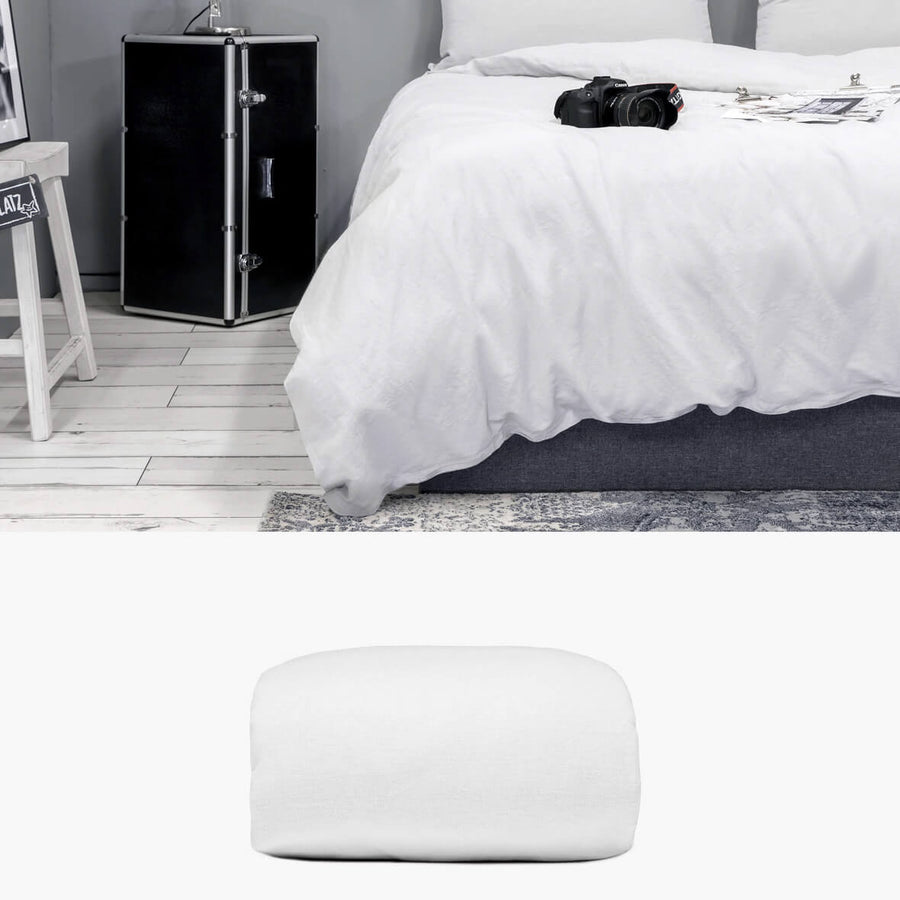 Bettbezug 280x240 aus Halbleinen weiß | kuschelfashion