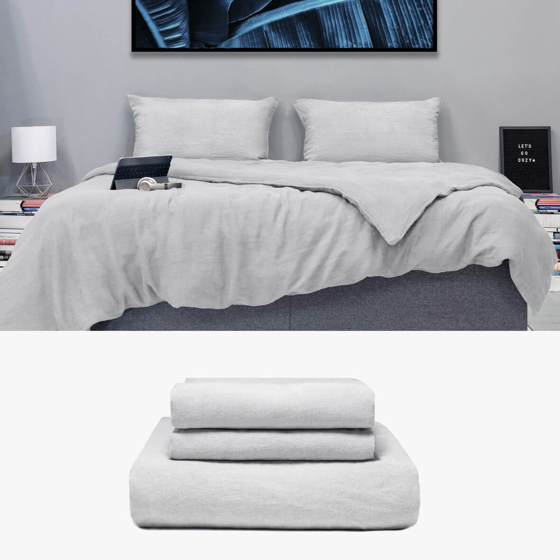 Bettwäsche 200x220 aus Hanf in grau Basic Set | kuschelfashion