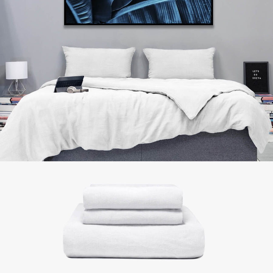 Bettwäsche 200x220 aus Hanf in weiß Basic Set | kuschelfashion