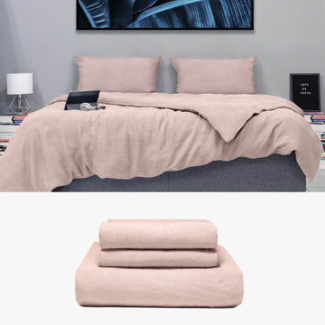 Bettwäsche 260x220 aus Hanf in rosa Basic Set | kuschelfashion