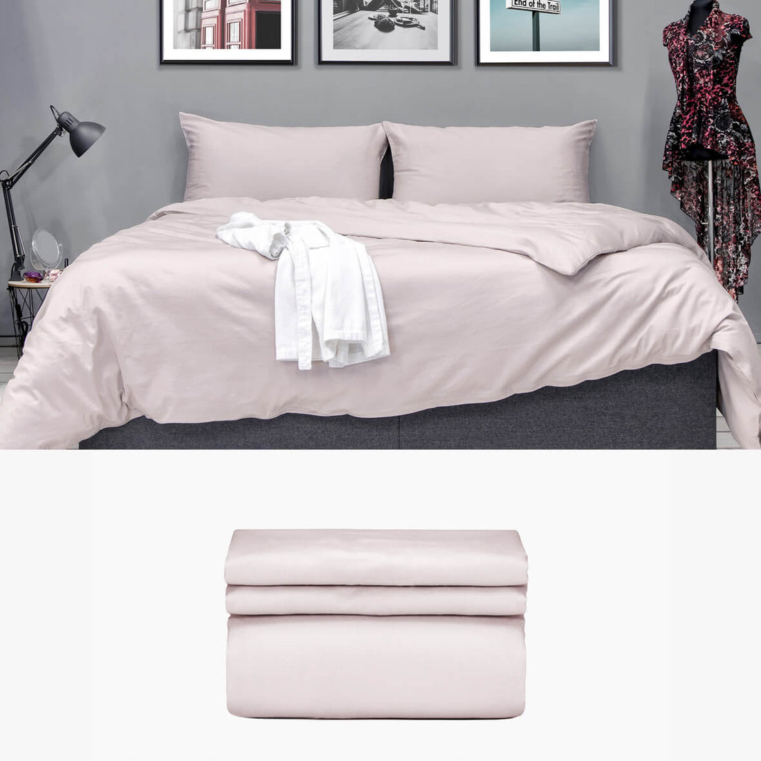 Bettwäsche 280x240 aus Baumwollsatin in rosa Basic Set | kuschelfashion
