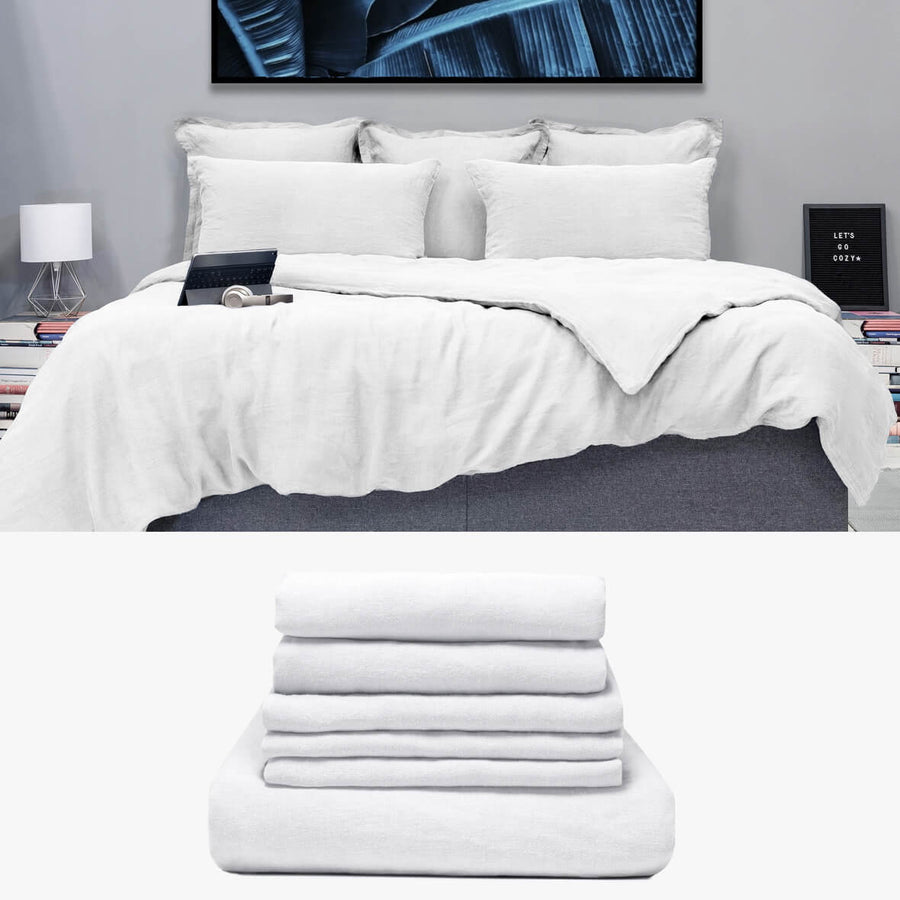 Hanf Bettwäsche 280x240 in weiß Starter Set | kuschelfashion