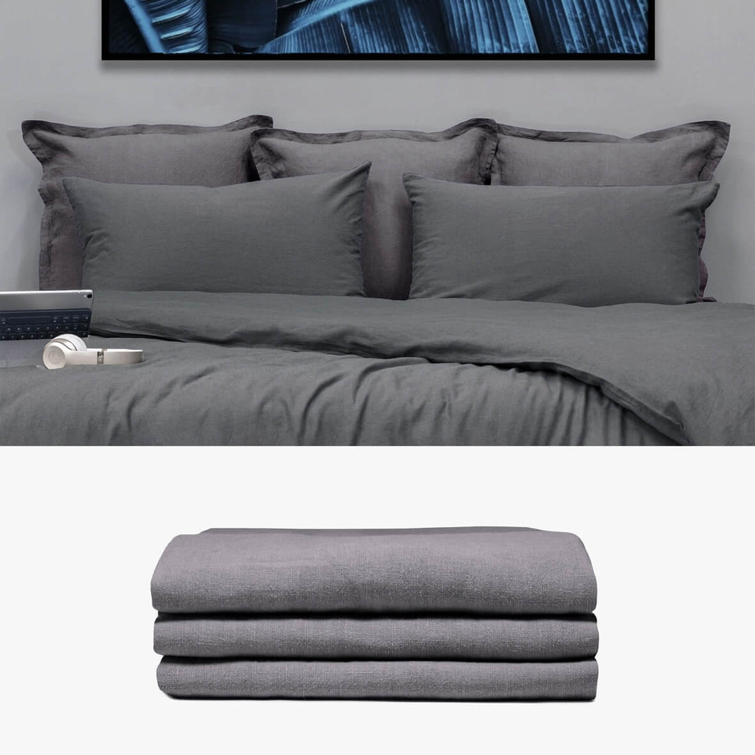HANF Rückenkissen anthrazit 3er Set | kuschelfashion