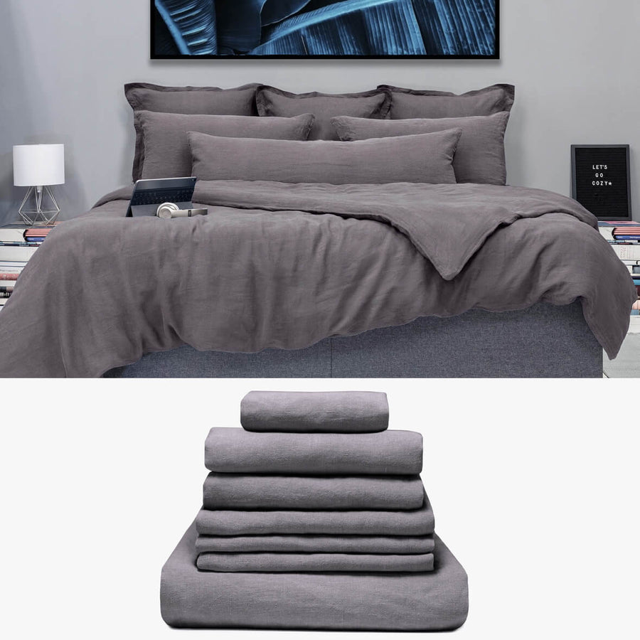 Hanf Bettwäsche 260x220 in anthrazit Signature Set | kuschelfashion