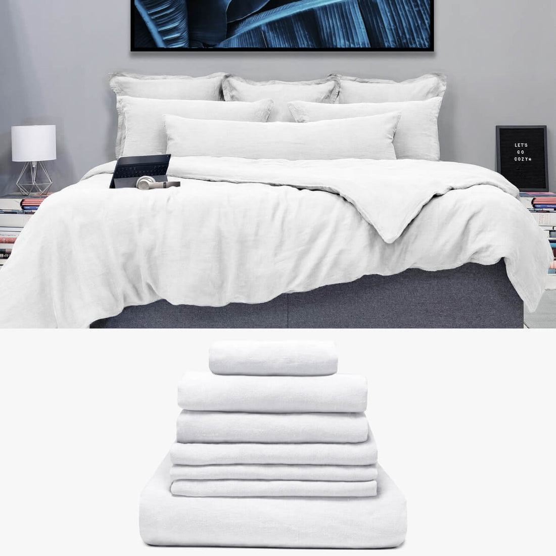 Hanf Bettwäsche 280x240 in weiß Signature Set | kuschelfashion