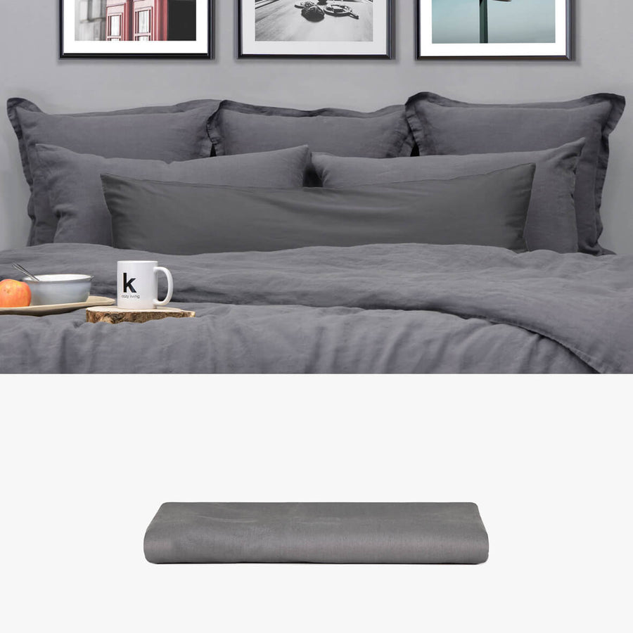 Kissenbezug 40x120 aus Baumwollsatin anthrazit | kuschelfashion