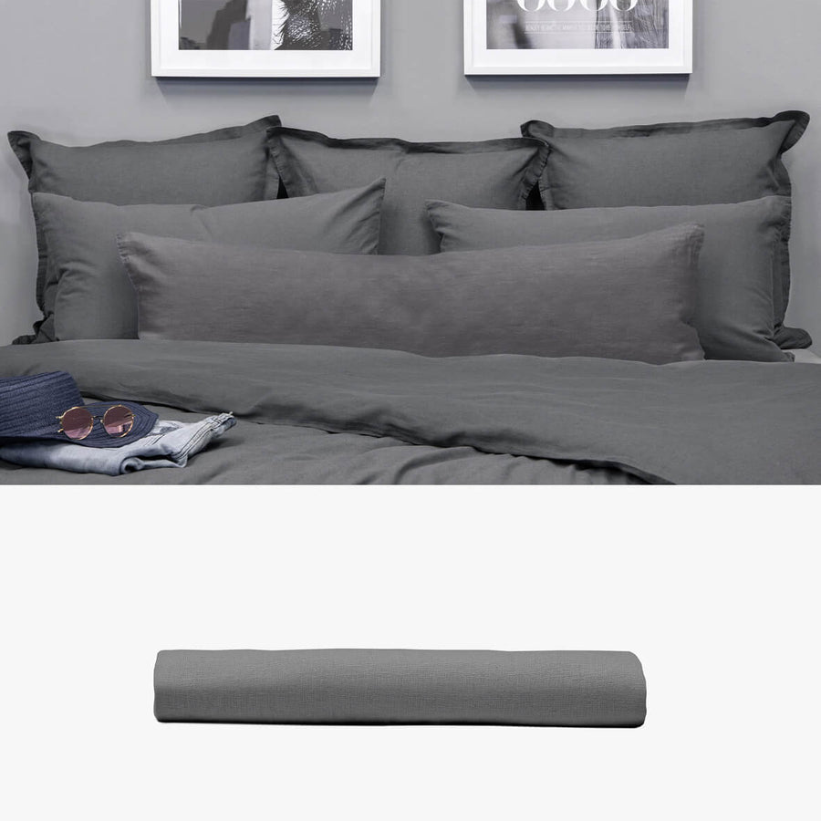 Kissenbezug 40x120 aus Halbleinen anthrazit | kuschelfashion