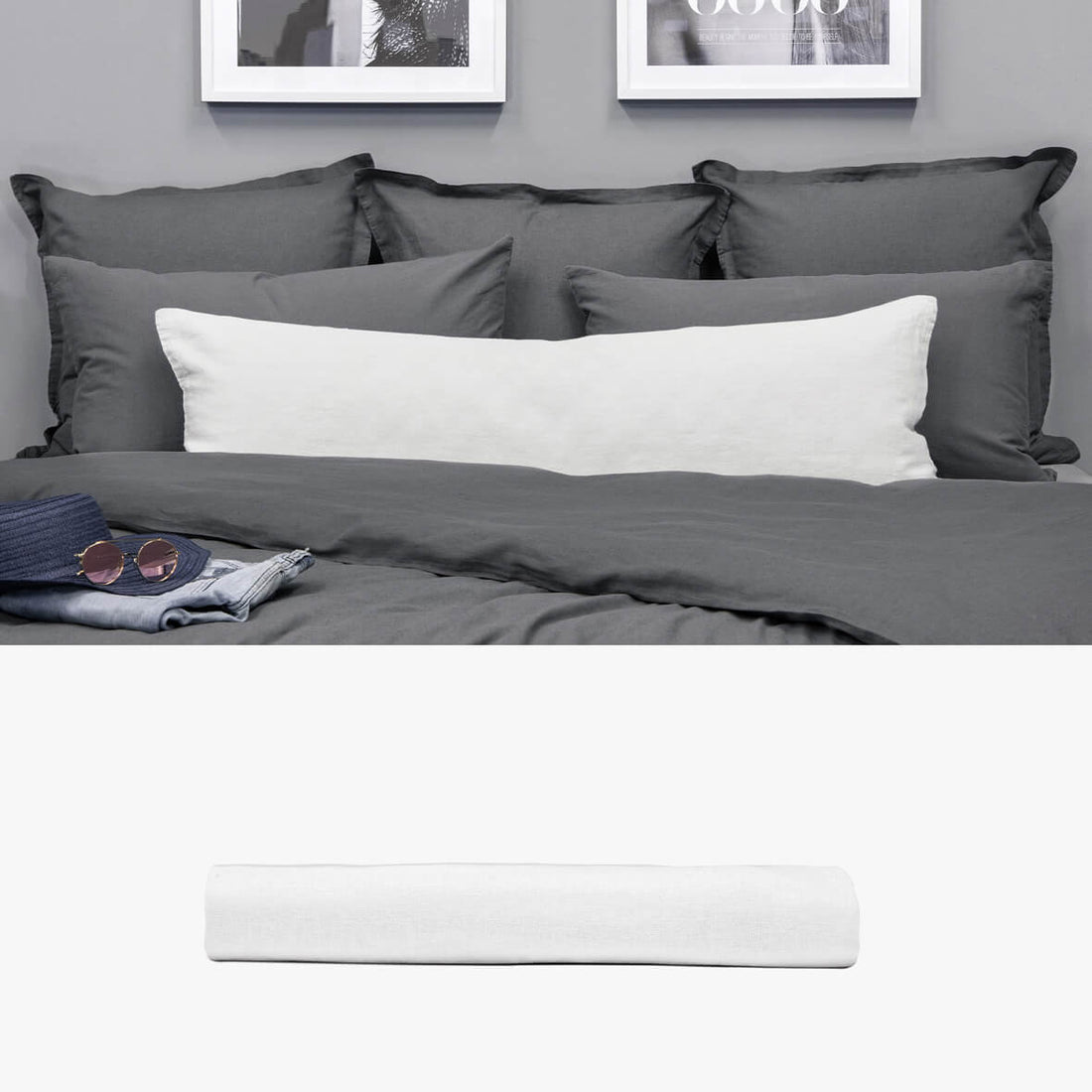 Kissenbezug 40x120 aus Halbleinen weiß | kuschelfashion