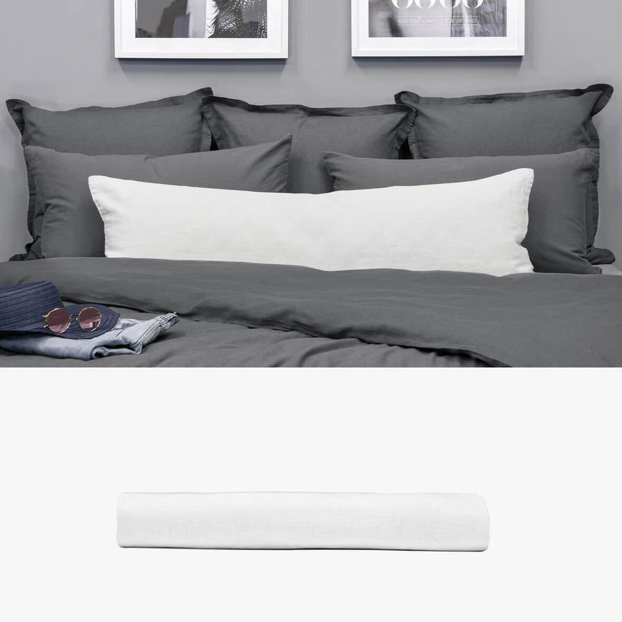 Kissenbezug 40x120 aus Halbleinen weiß | kuschelfashion