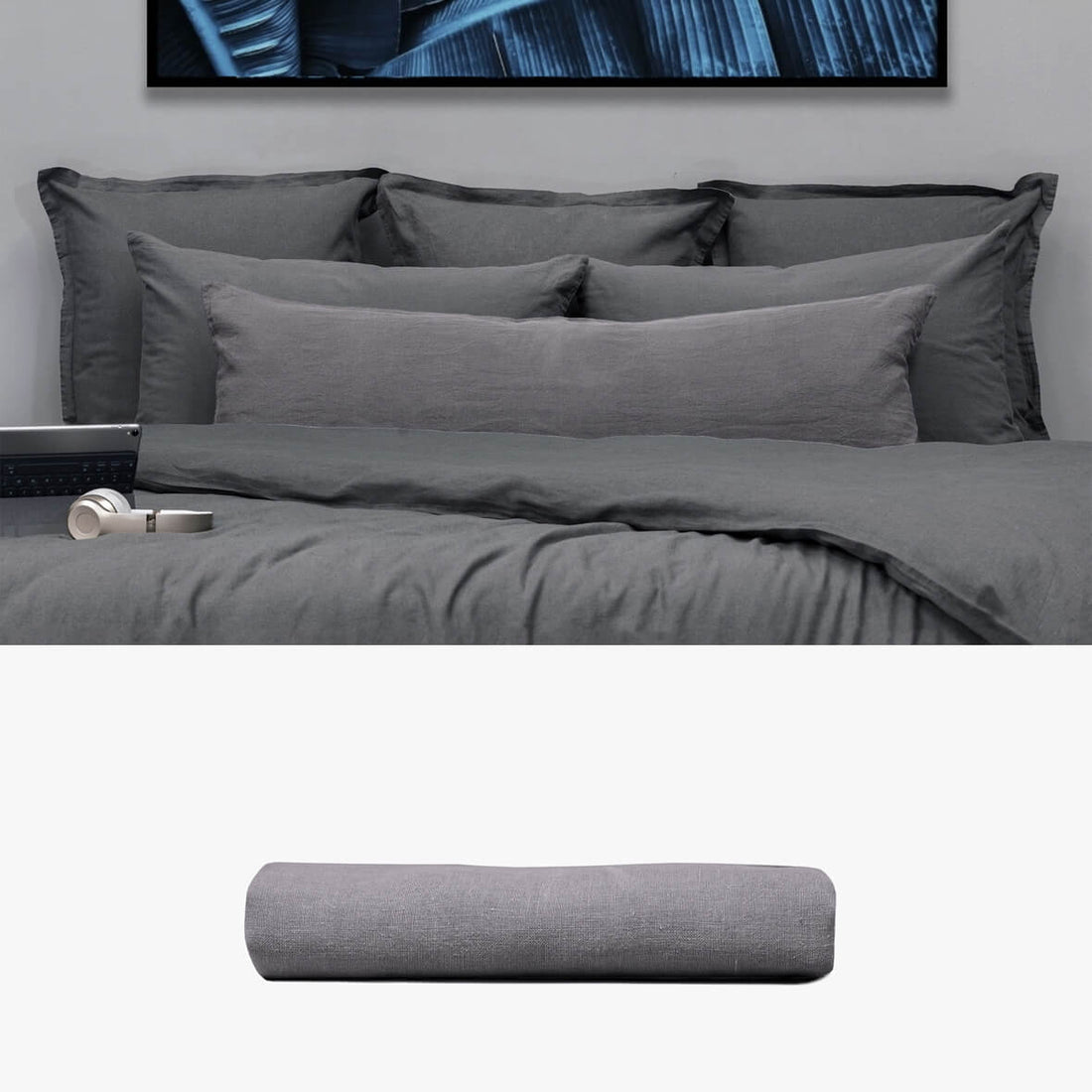 Kissenbezug 40x120 aus Hanf anthrazit | kuschelfashion
