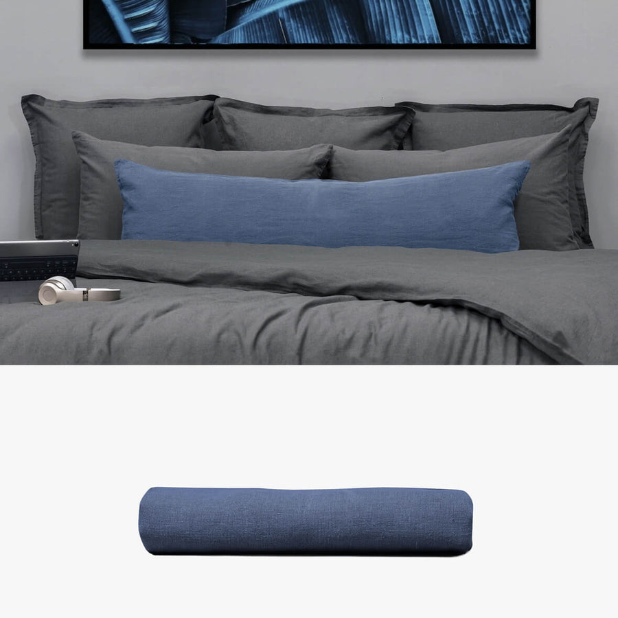 Kissenbezug 40x120 aus Hanf blau | kuschelfashion