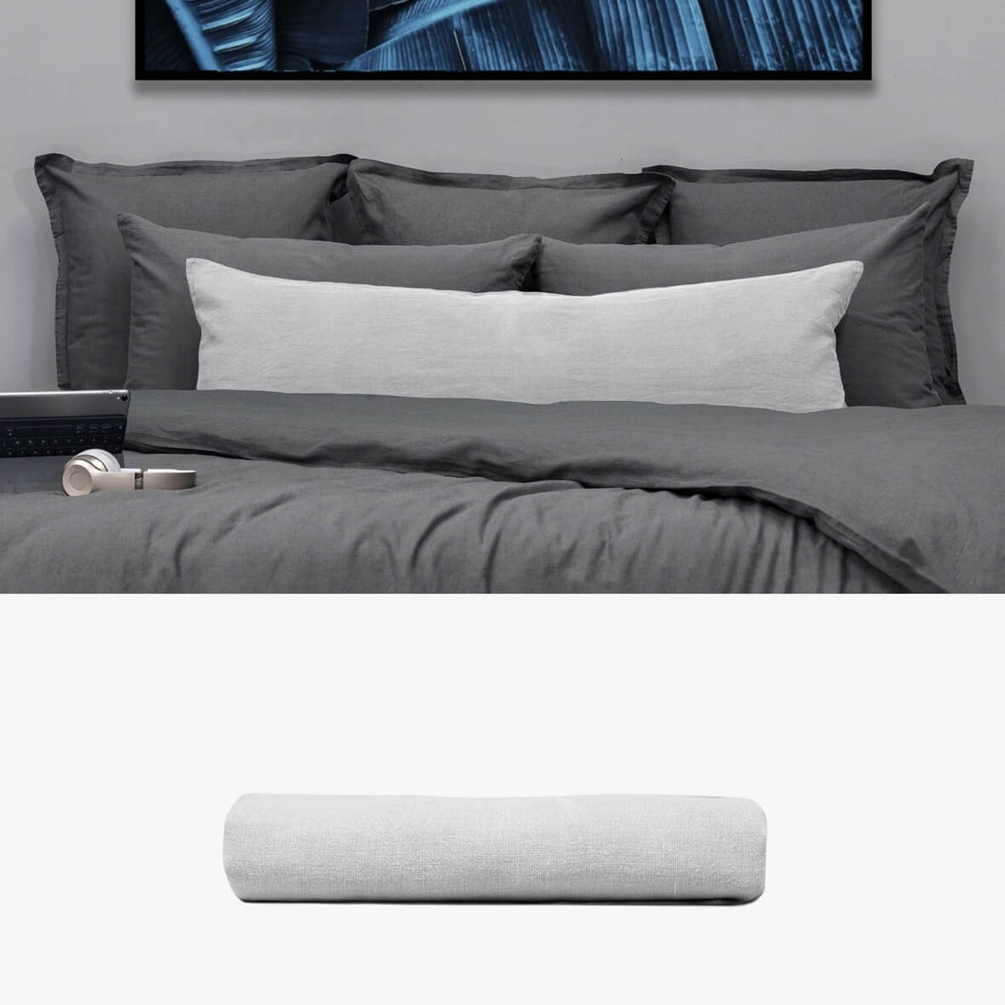Kissenbezug 40x120 aus Hanf grau | kuschelfashion