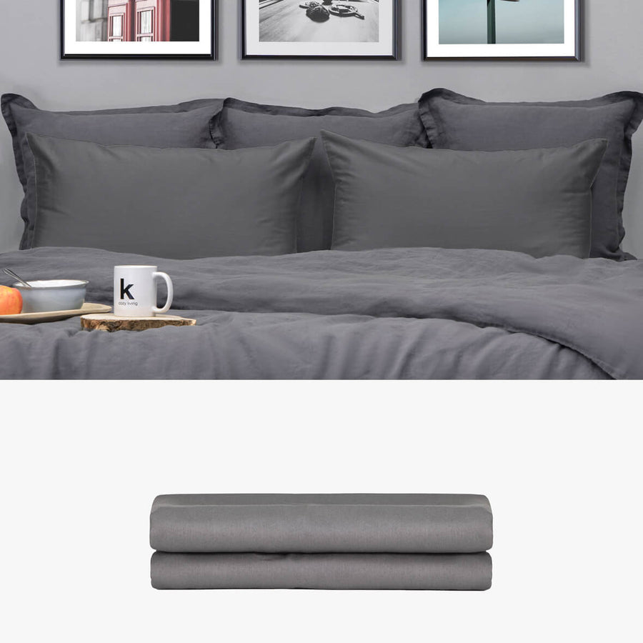 Kissenbezug 50x80 aus Baumwollsatin anthrazit | kuschelfashion