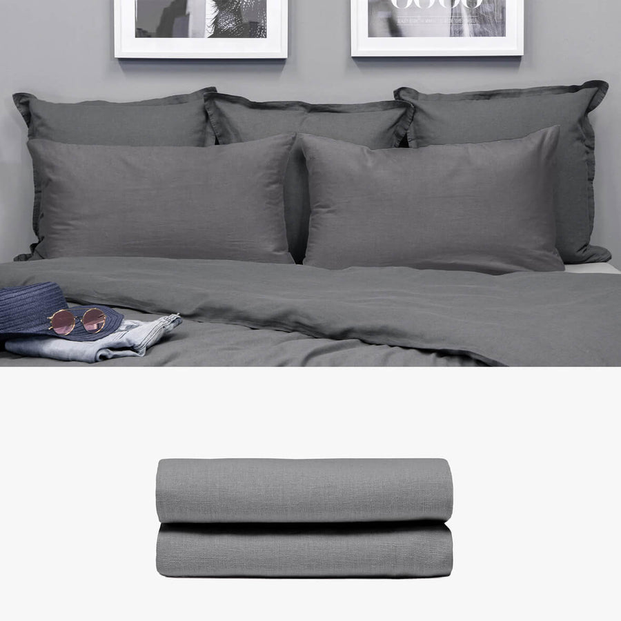 Kissenbezug 50x80 aus Halbleinen anthrazit | kuschelfashion