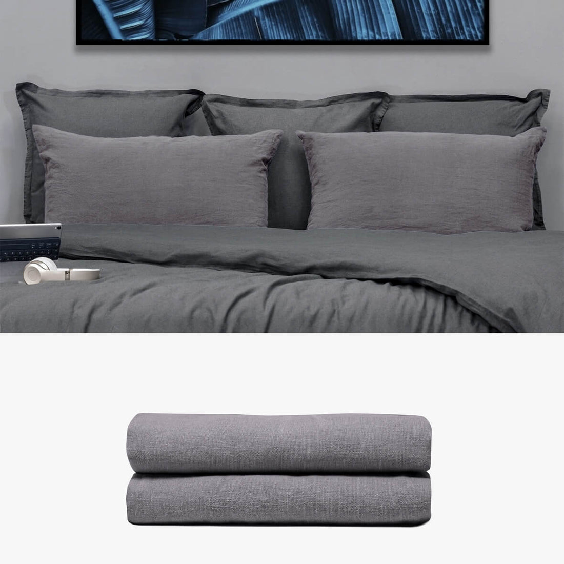 Kissenbezug 50x80 aus Hanf anthrazit | kuschelfashion