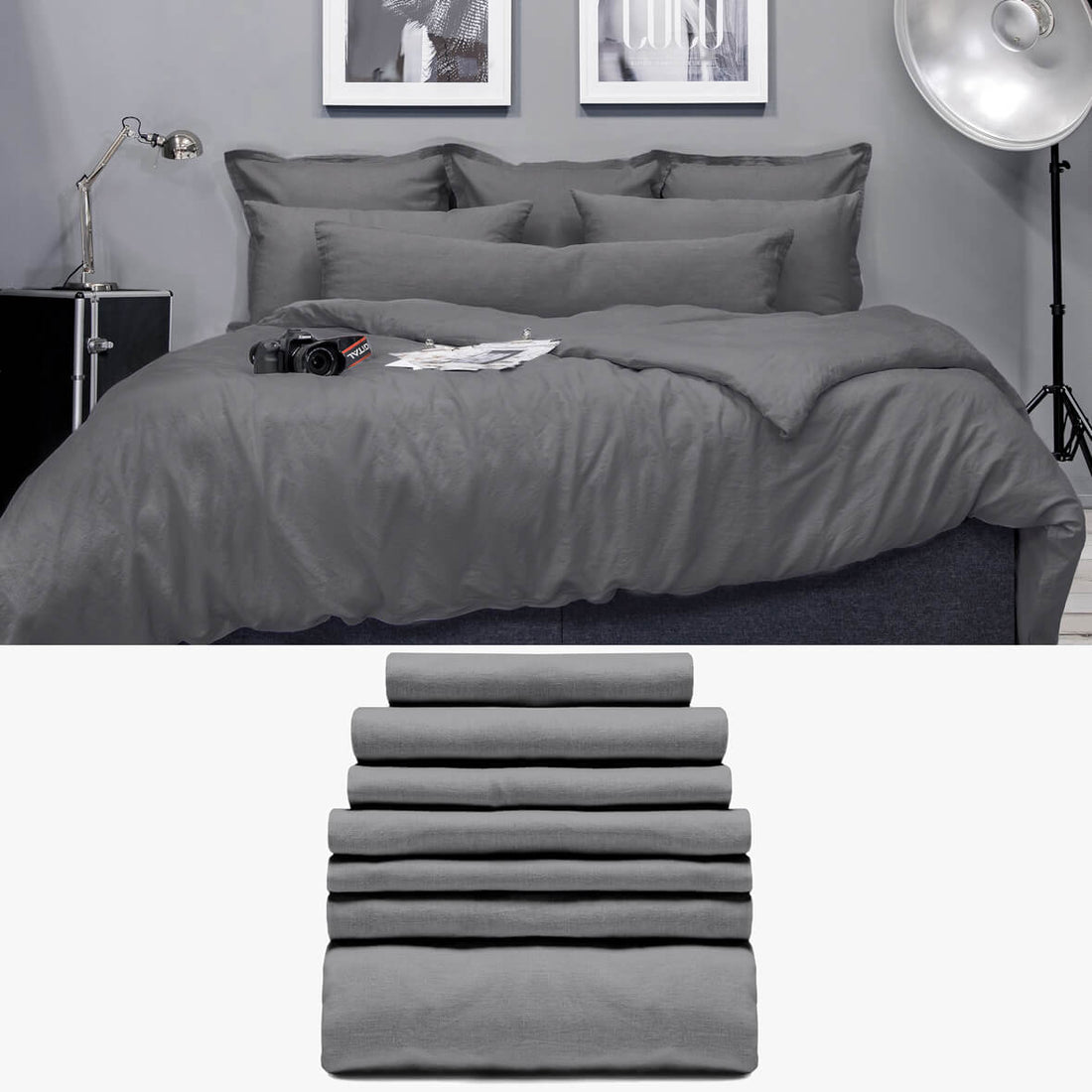 LEINEN Bettwäsche anthrazit 'Signature Set' | kuschelfashion