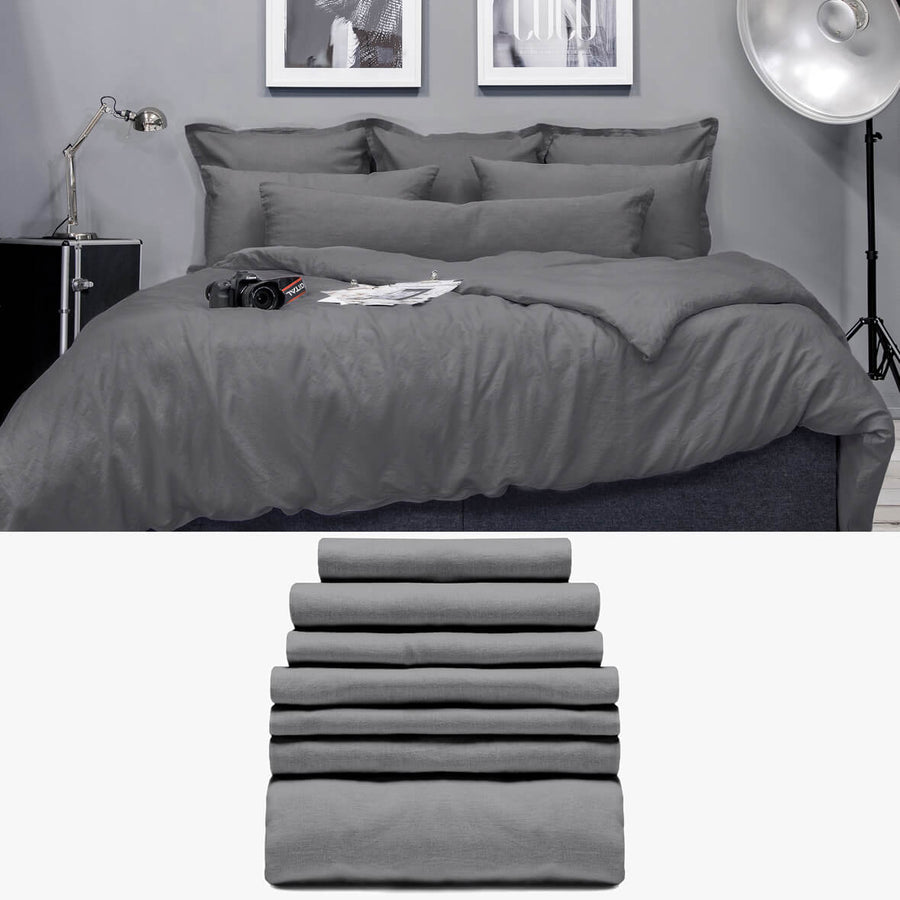LEINEN Bettwäsche anthrazit 'Signature Set' | kuschelfashion