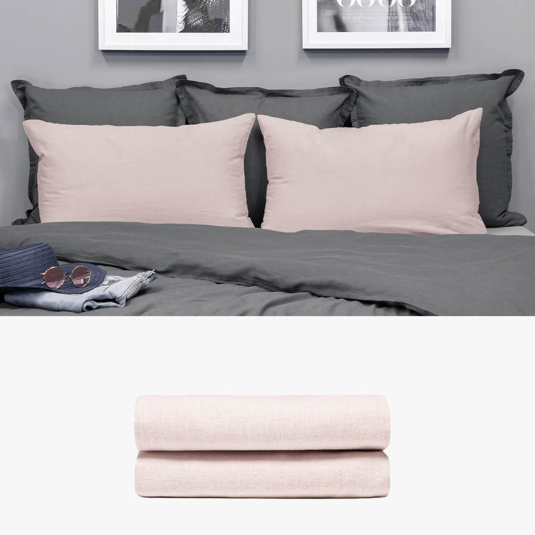 LEINEN Schlafkissen Kissenbezug rosa | kuschelfashion