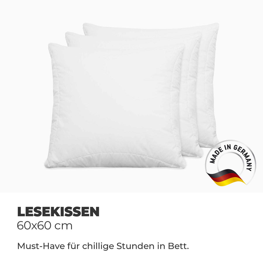 Lesekissen 60x60 großes Kissen zum Anlehnen 3er Set | kuschelfashion