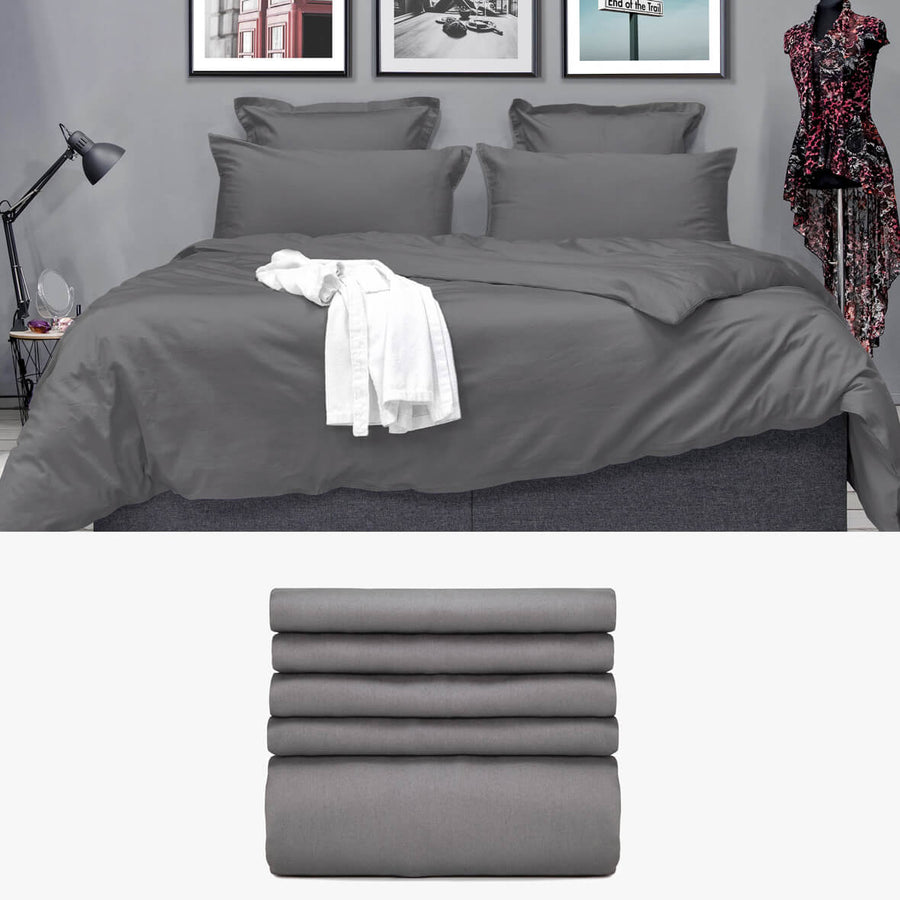 SATIN Bettwäsche anthrazit 'Starter Set 240' | kuschelfashion