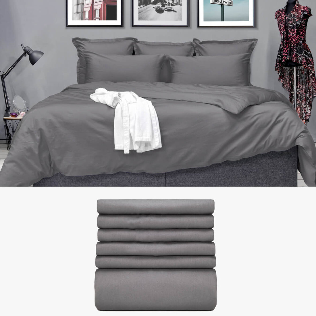 SATIN Bettwäsche anthrazit 'Starter Set' | kuschelfashion