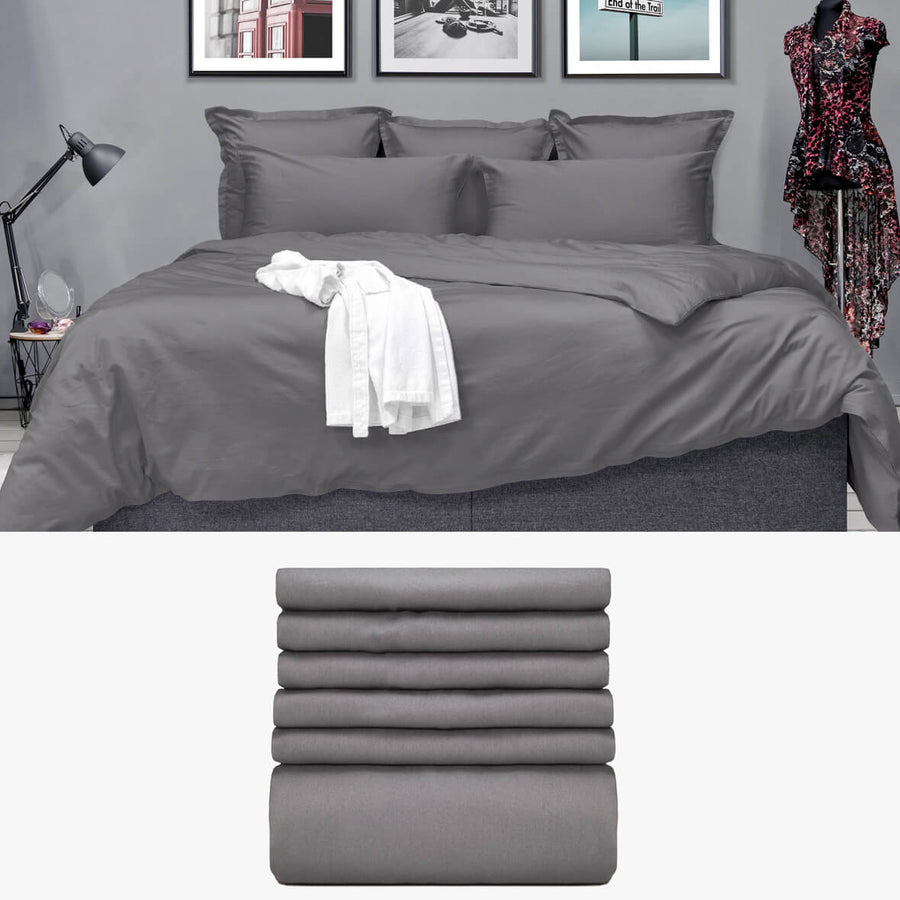 SATIN Bettwäsche anthrazit 'Starter Set' | kuschelfashion