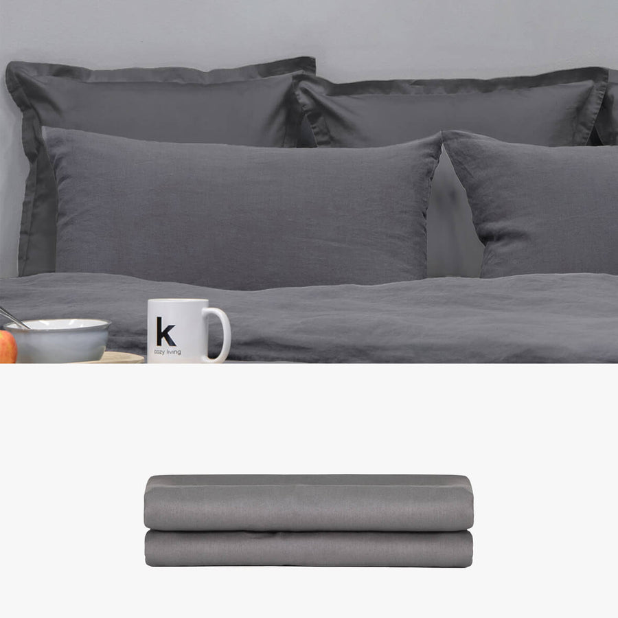 SATIN Rückenkissen anthrazit 2er Set | kuschelfashion
