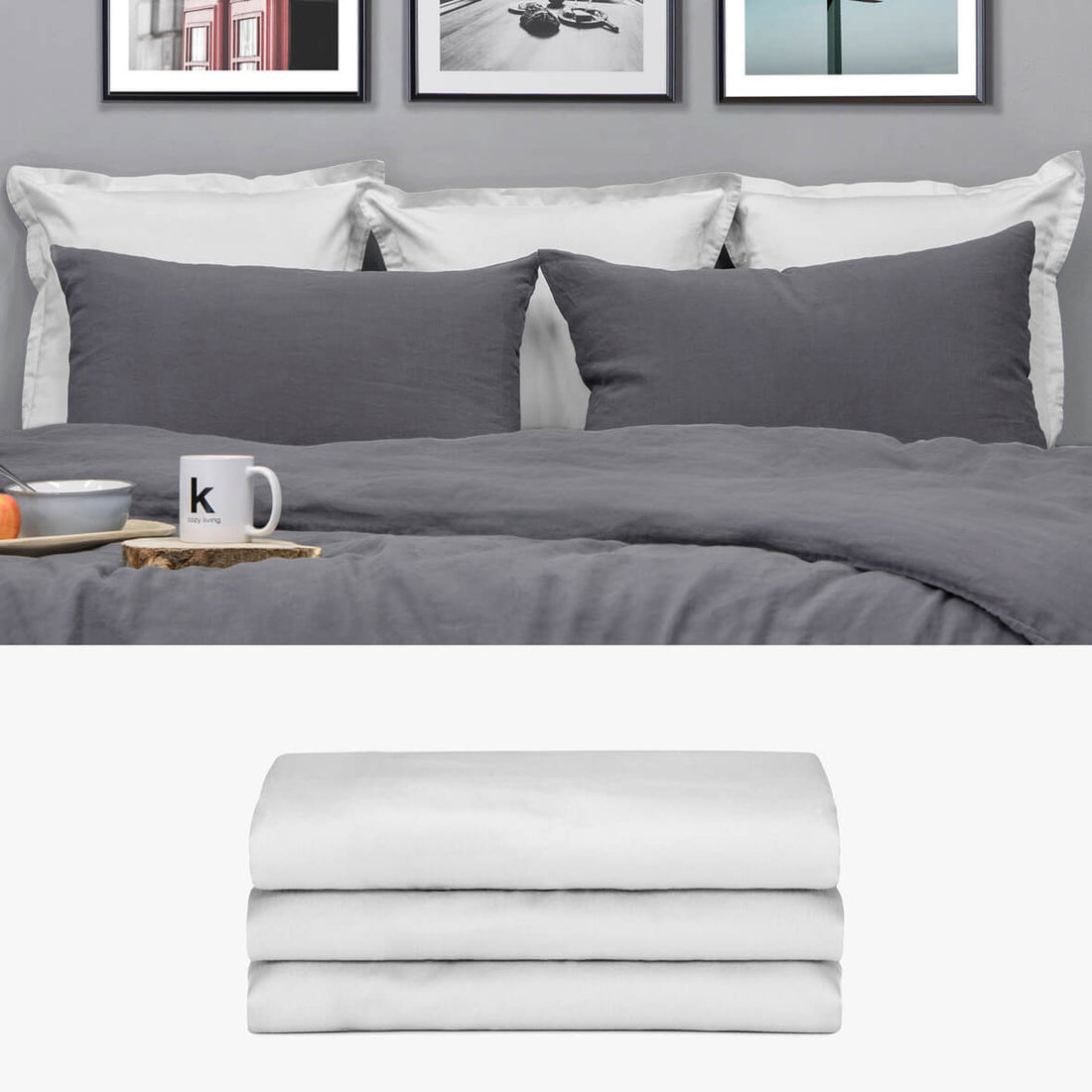 SATIN Rückenkissen grau 3er Set | kuschelfashion