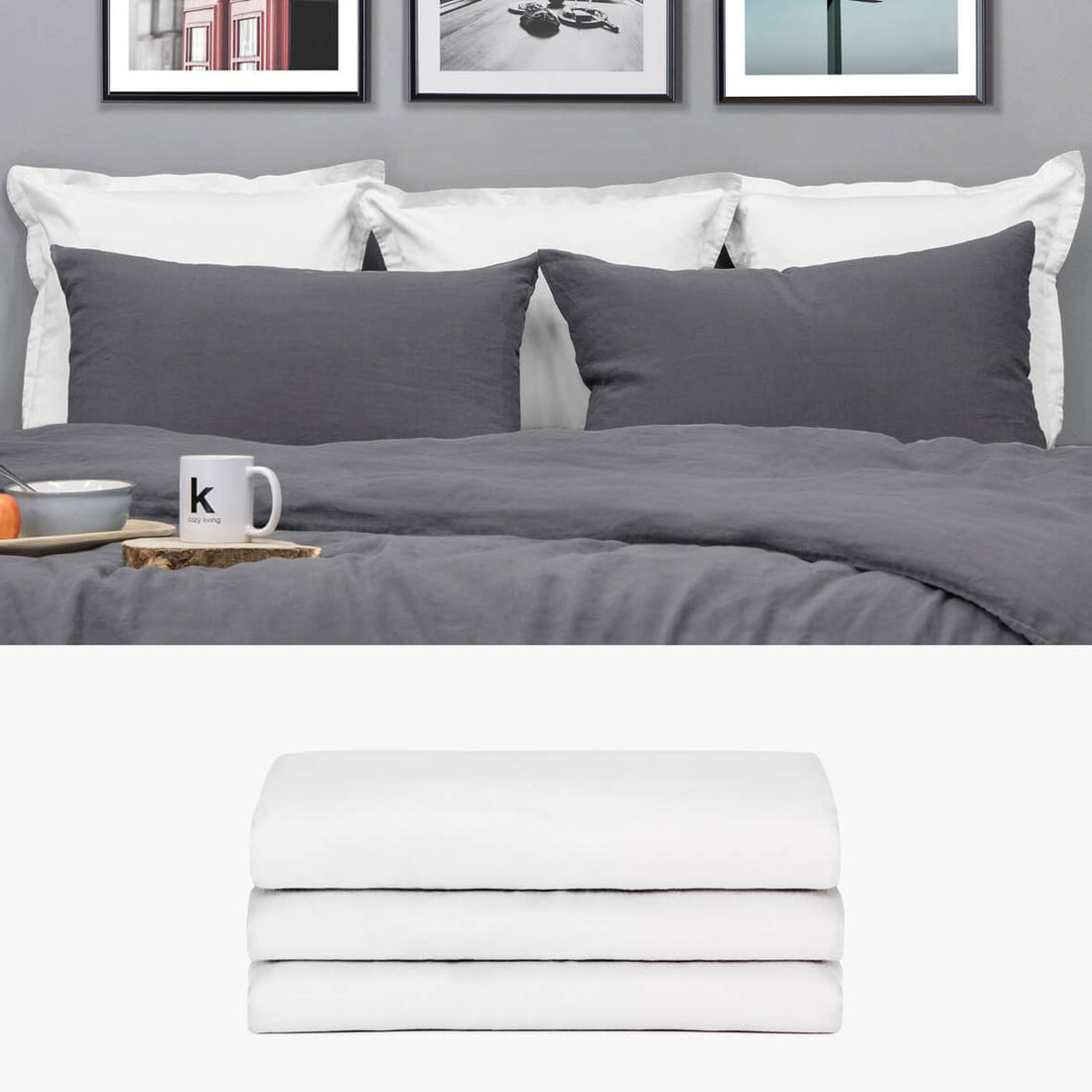 SATIN Rückenkissen weiß 3er Set | kuschelfashion