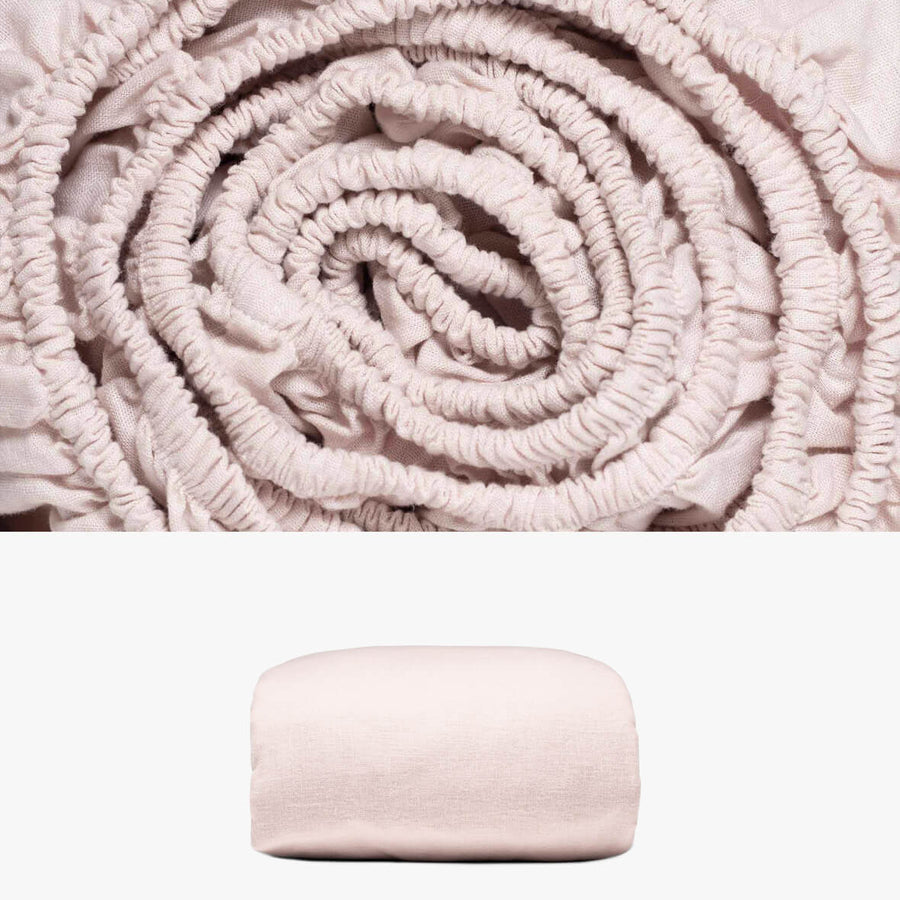 Spannbettlaken 180x220 aus Halbleinen rosa | kuschelfashion
