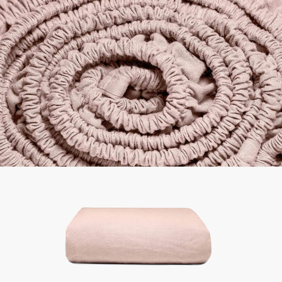 Spannbettlaken 180x220 aus Hanf altrosa | kuschelfashion