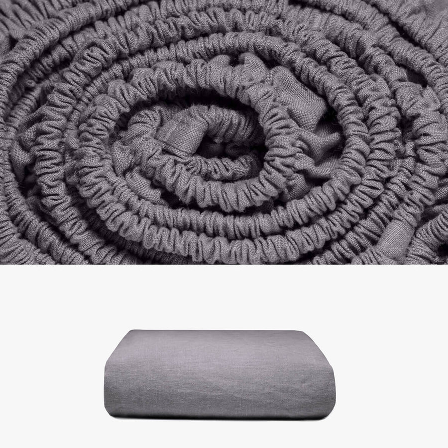 Spannbettlaken 180x220 aus Hanf anthrazit | kuschelfashion