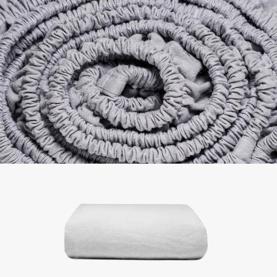 Spannbettlaken 180x220 aus Hanf grau | kuschelfashion